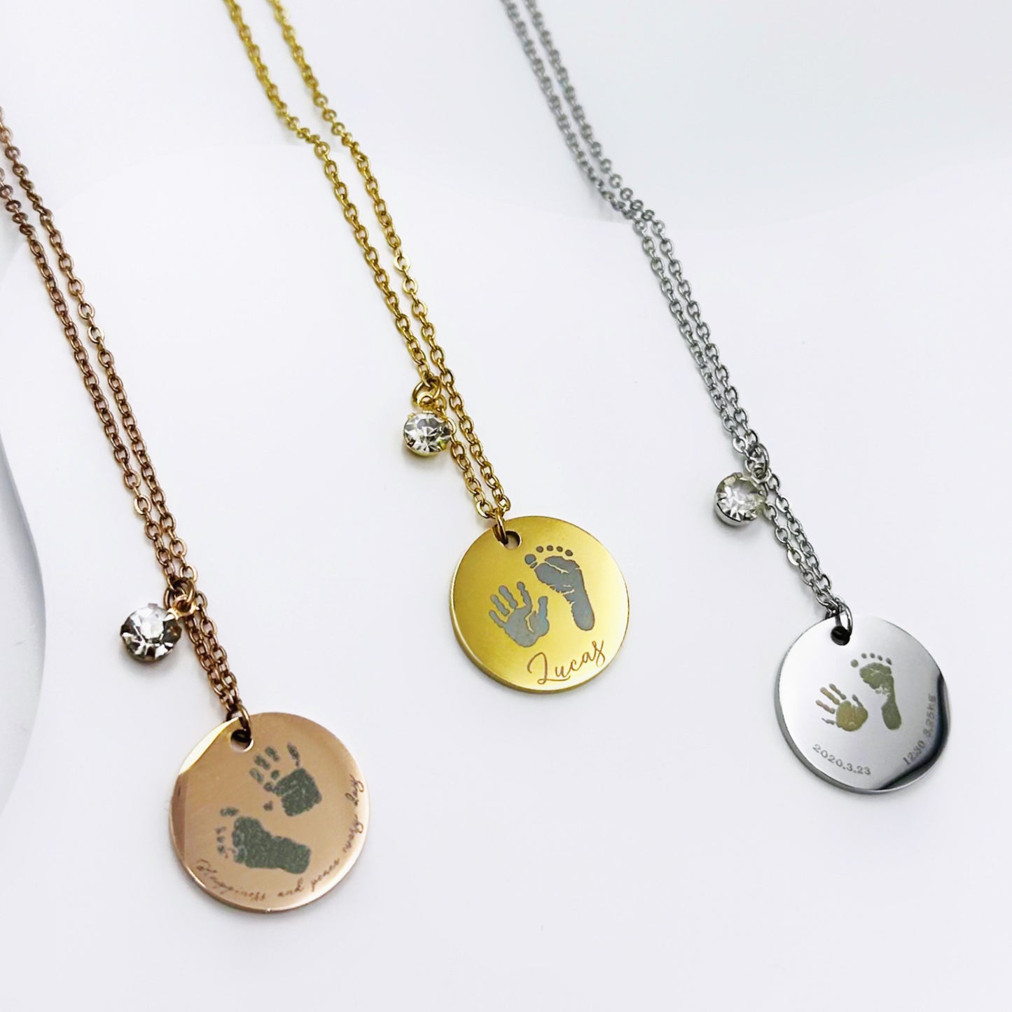 Kid Hand Print and Foot Print Necklaces