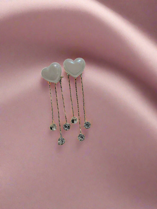 S925 Silver needle long Tassel heart shape