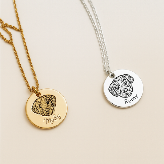 Pet Portrait Name Necklace